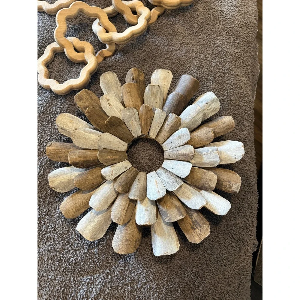 Wooden Chain Wall Art Natural‎ Mango Wood Large Sculptural Decor